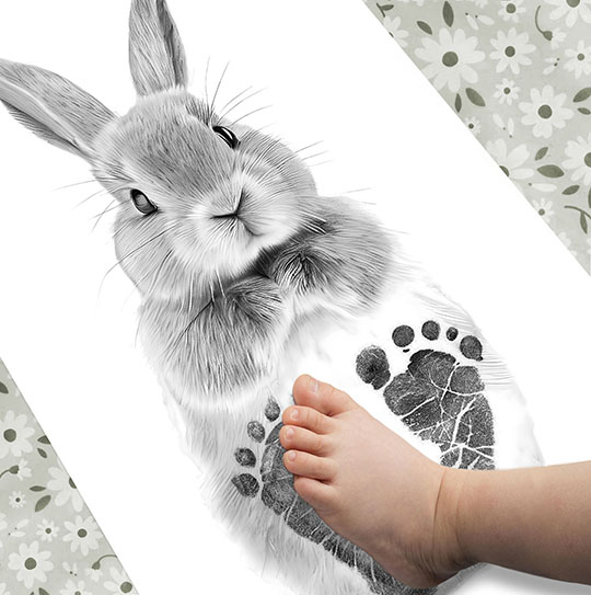 Bunny Rabbit Sketch Baby Feet Ink Stamp Kit