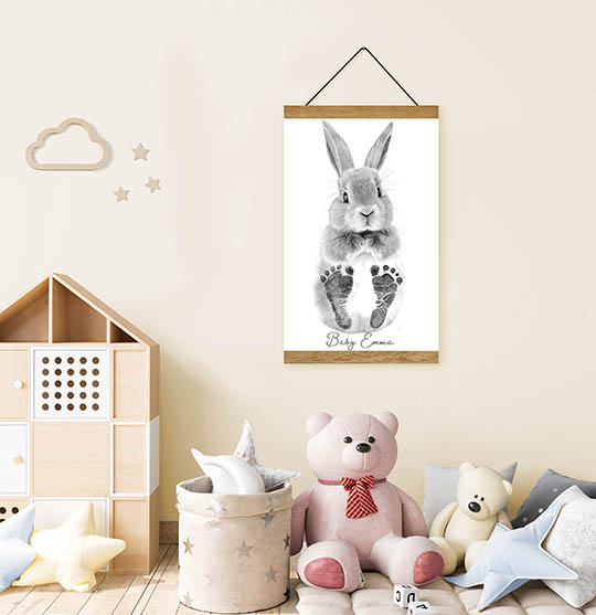 Bunny Rabbit Sketch Baby Feet Ink Stamp Kit